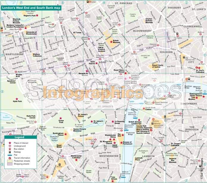 Infographics Map Of London’S West End And South Bank | Infographics90